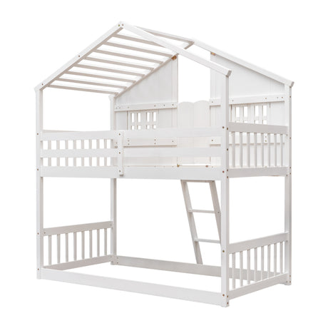 White Twin House Bunk Bed | OROA Kids