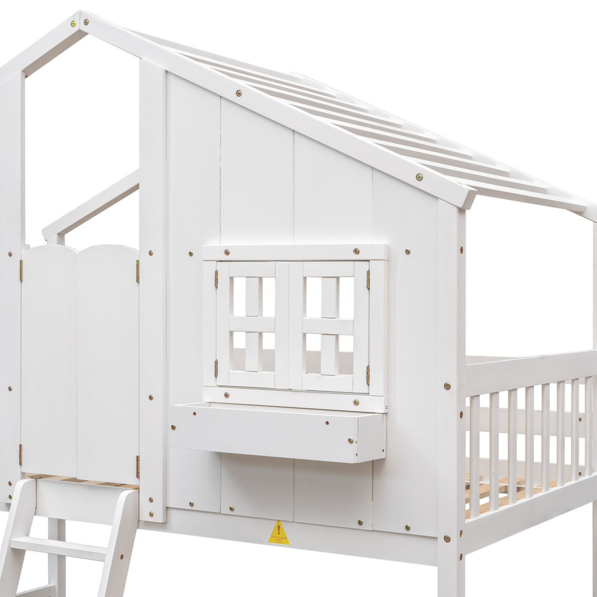 White Twin House Bunk Bed | OROA Kids
