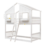 White Twin House Bunk Bed | OROA Kids