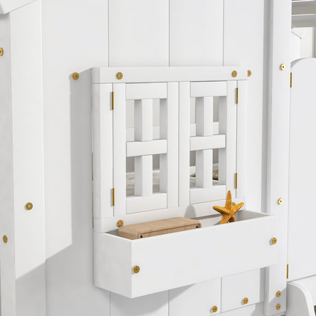 White Twin House Bunk Bed | OROA Kids