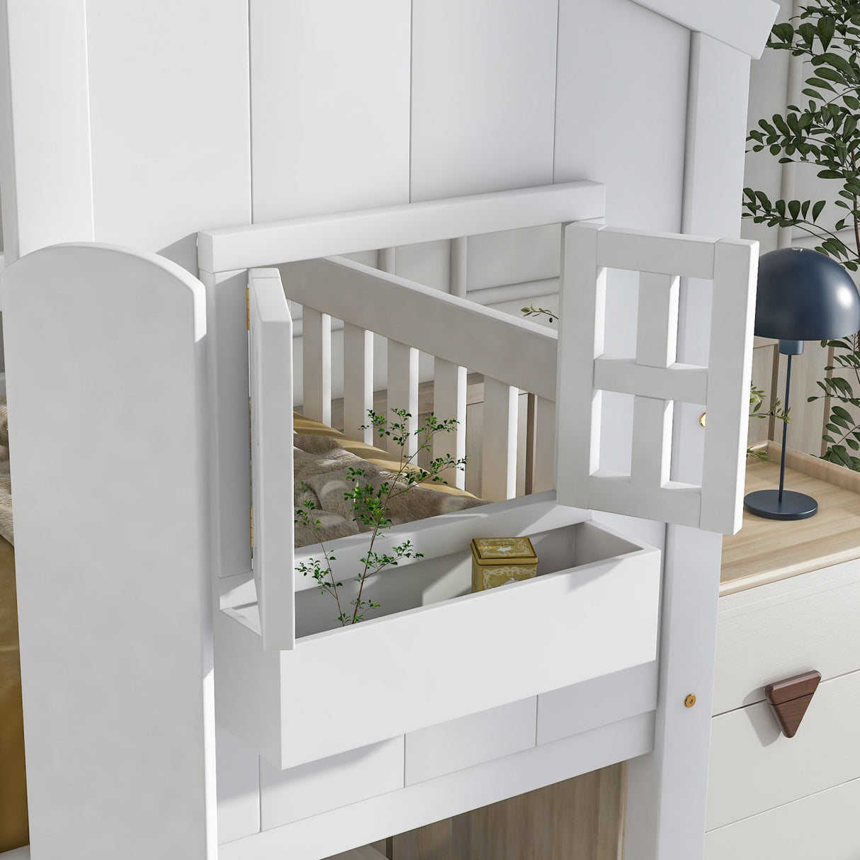 White Twin House Bunk Bed | OROA Kids