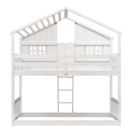 White Twin House Bunk Bed | OROA Kids
