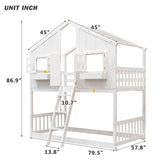 White Twin House Bunk Bed | OROA Kids