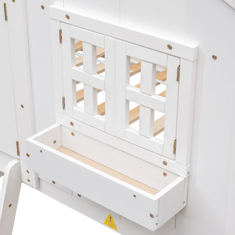 White Twin House Bunk Bed | OROA Kids