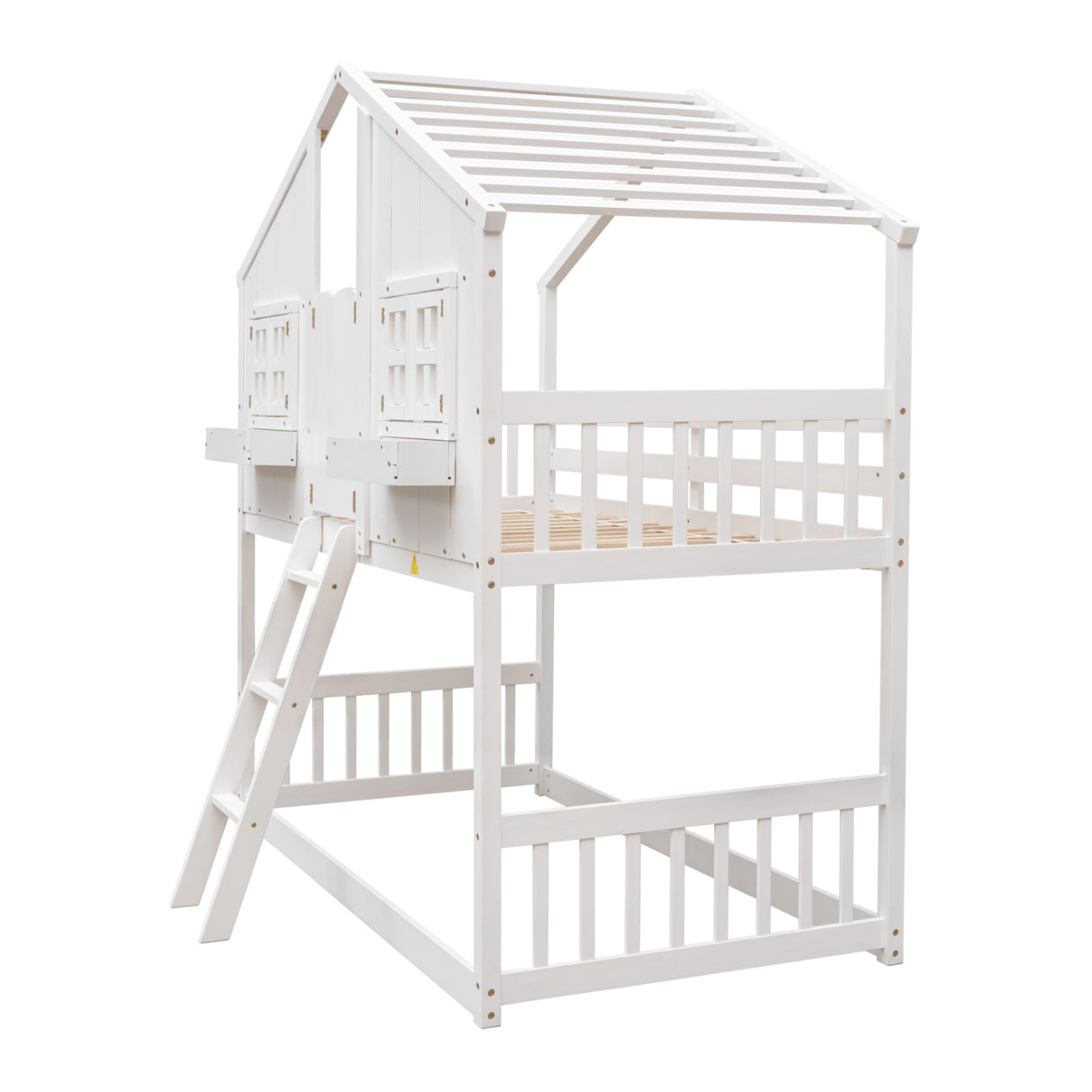 White Twin House Bunk Bed | OROA Kids