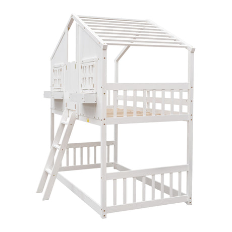 White Twin House Bunk Bed | OROA Kids
