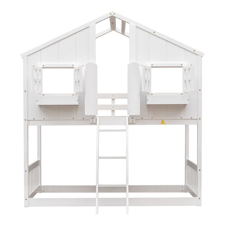 White Twin House Bunk Bed | OROA Kids