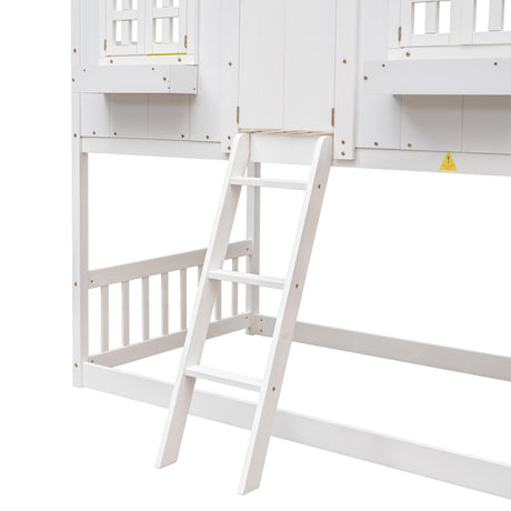 White Twin House Bunk Bed | OROA Kids