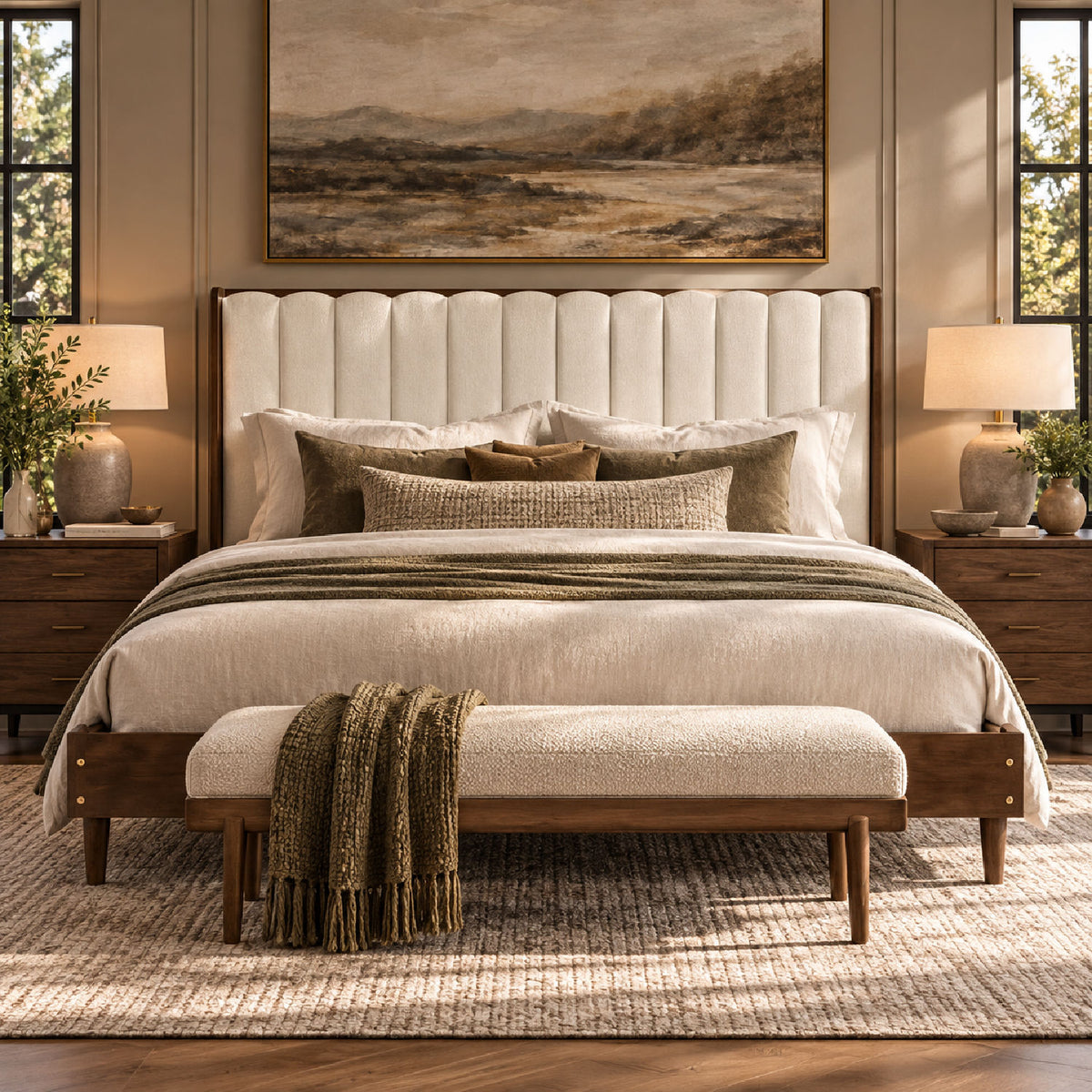 Upholstered Headboard Wooden King Bed | OROA| OROA