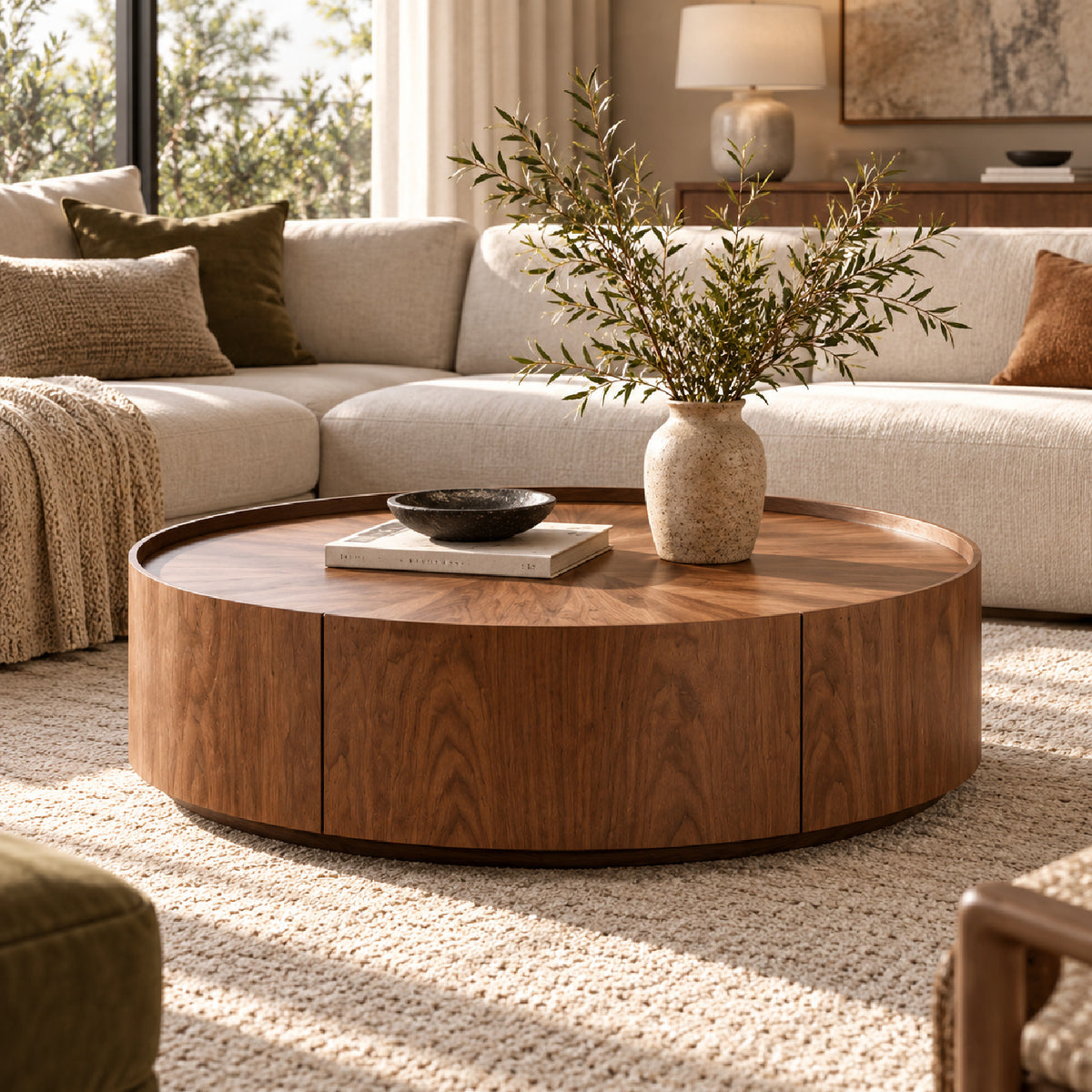 Walnut Round Coffee Table | OROA