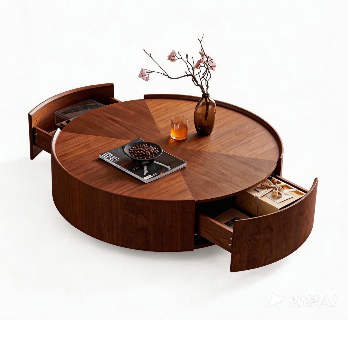 Walnut Round Coffee Table | OROA