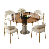 Round Glass Dining Table Set with 4 Chairs | OROA