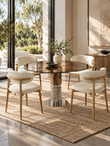 Round Glass Dining Table Set with 4 Chairs | OROA