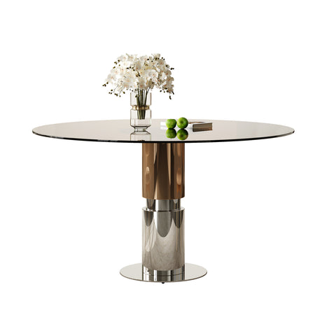 Round Glass Dining Table Set with 4 Chairs | OROA