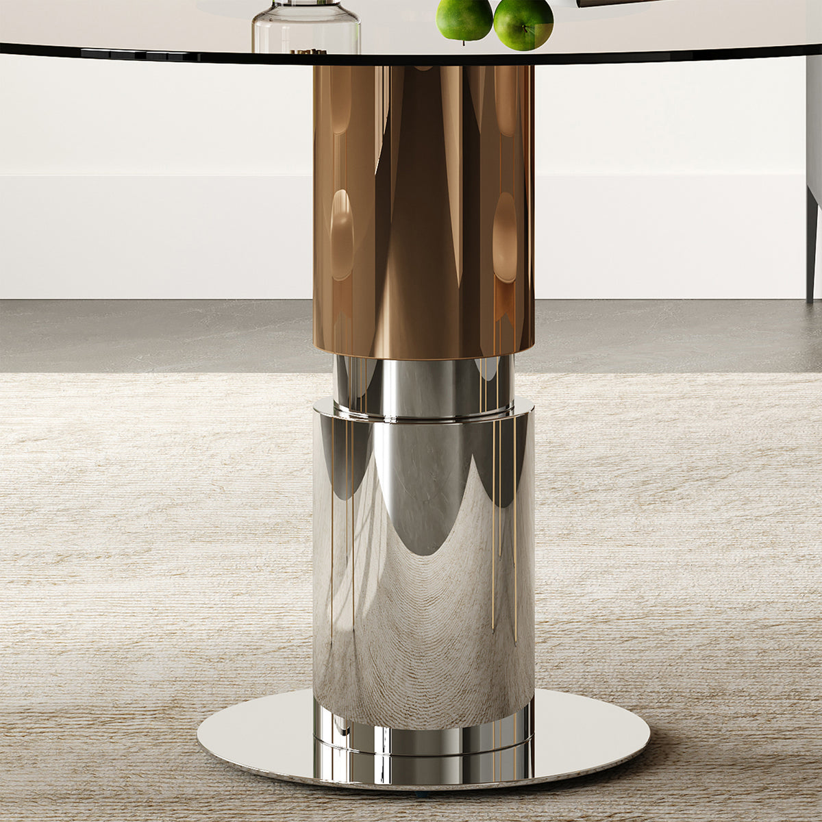 Round Glass Dining Table Set with 4 Chairs | OROA