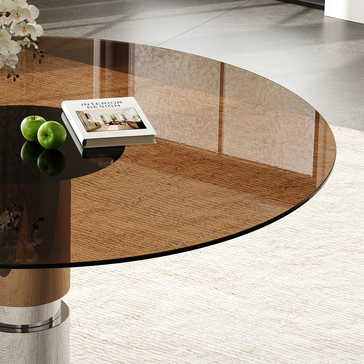 Round Glass Dining Table Set with 4 Chairs | OROA