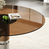 Round Glass Dining Table Set with 4 Chairs | OROA