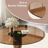 Round Glass Dining Table Set with 4 Chairs | OROA