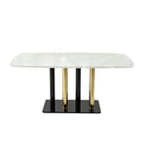 Modern European furniture - Modern Luxury Marble Pattern Glass Dining Table - www.oroa.com