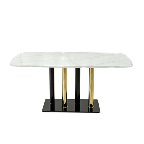 Modern European furniture - Modern Luxury Marble Pattern Glass Dining Table - www.oroa.com