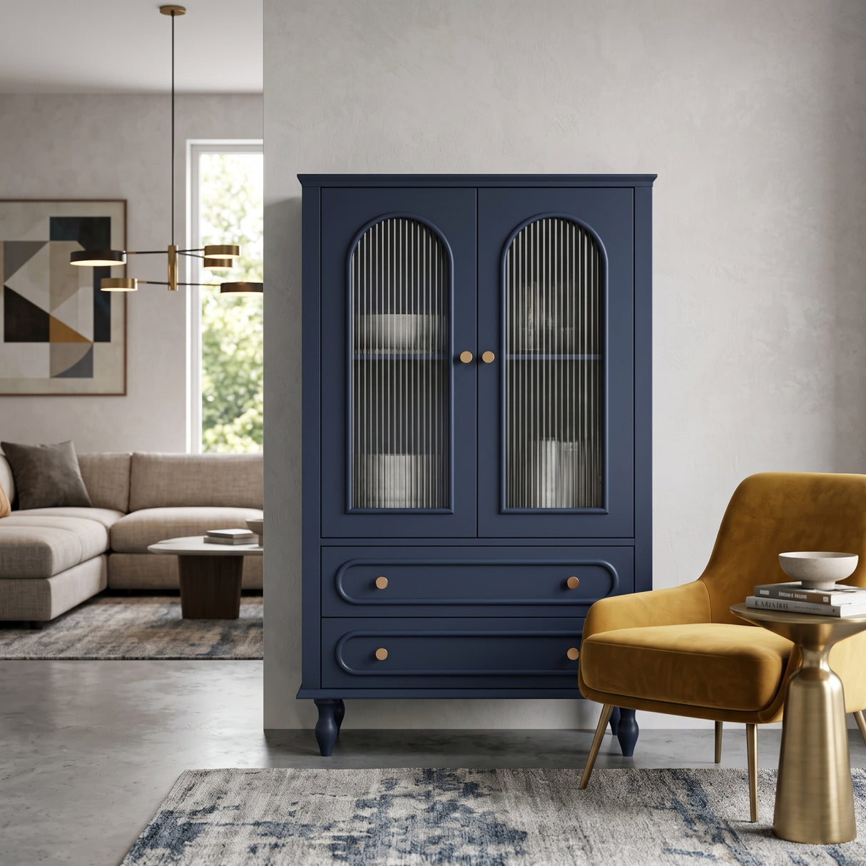 navy cabinet gold accents - oroa.com