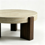 Modern European furniture - Round Travertine Top Coffee Table - www.oroa.com