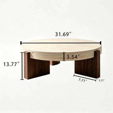Modern European furniture - Round Travertine Top Coffee Table - www.oroa.com