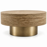 31.88" Round Travertine Coffee Table | OROA