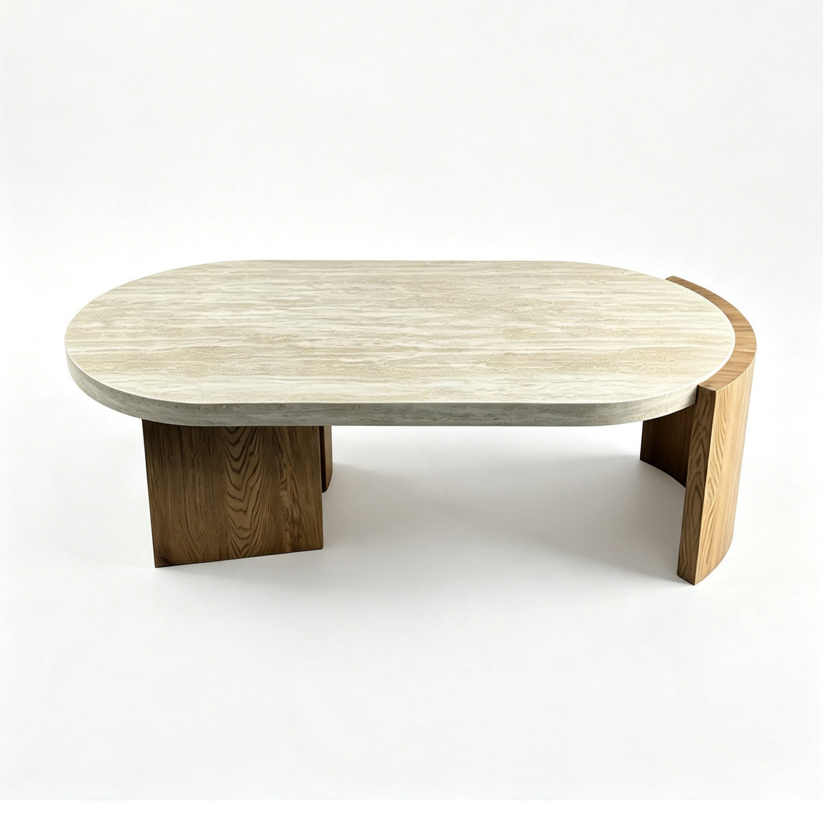 Oval Faux Travertine Modern Coffee Table | OROA