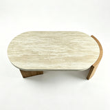 Oval Faux Travertine Modern Coffee Table | OROA