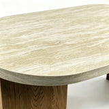 Oval Faux Travertine Modern Coffee Table | OROA