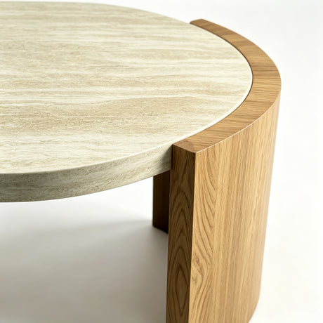 Oval Faux Travertine Modern Coffee Table | OROA