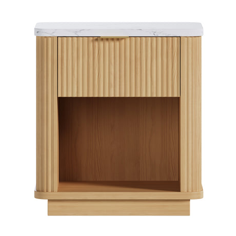 Modern European furniture - Natural Wood Finish Nightstand - www.oroa.com