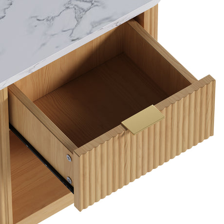 Modern European furniture - Natural Wood Finish Nightstand - www.oroa.com