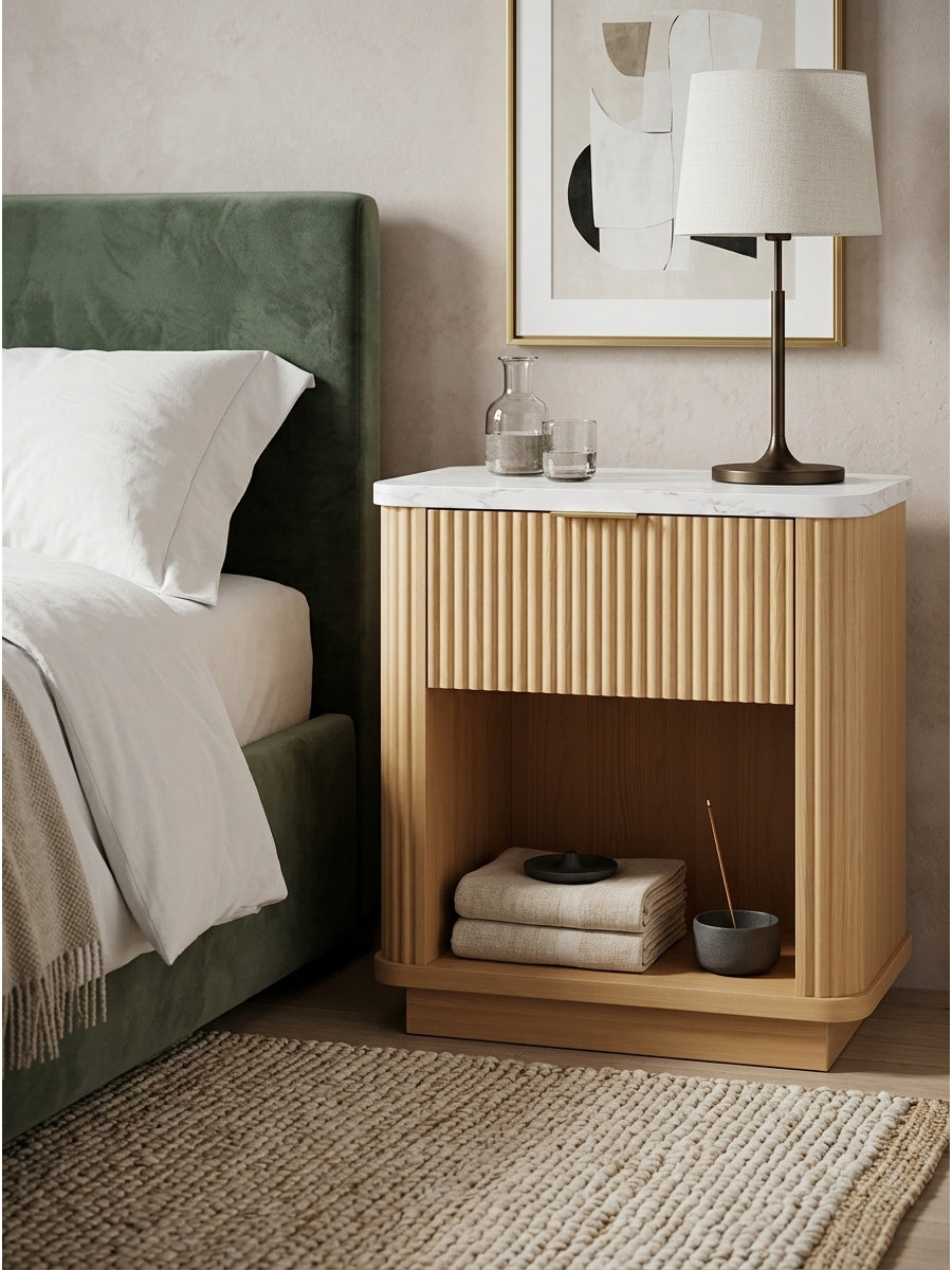 Natural Wood Finish Nightstand | OROA