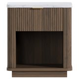 Walnut Fluted Nightstand with Storage Drawer | OROA