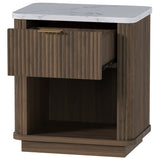 Walnut Fluted Nightstand with Storage Drawer | OROA
