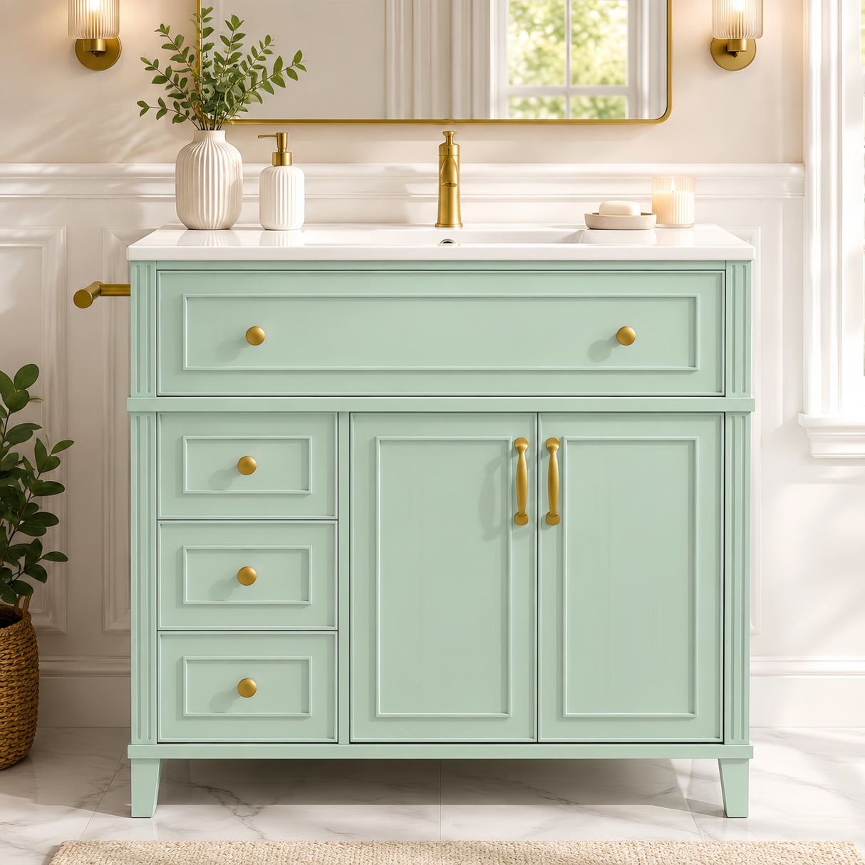 Wood Freestanding Bathroom Vanity Unit | OROA