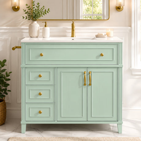 Wood Freestanding Bathroom Vanity Unit | OROA