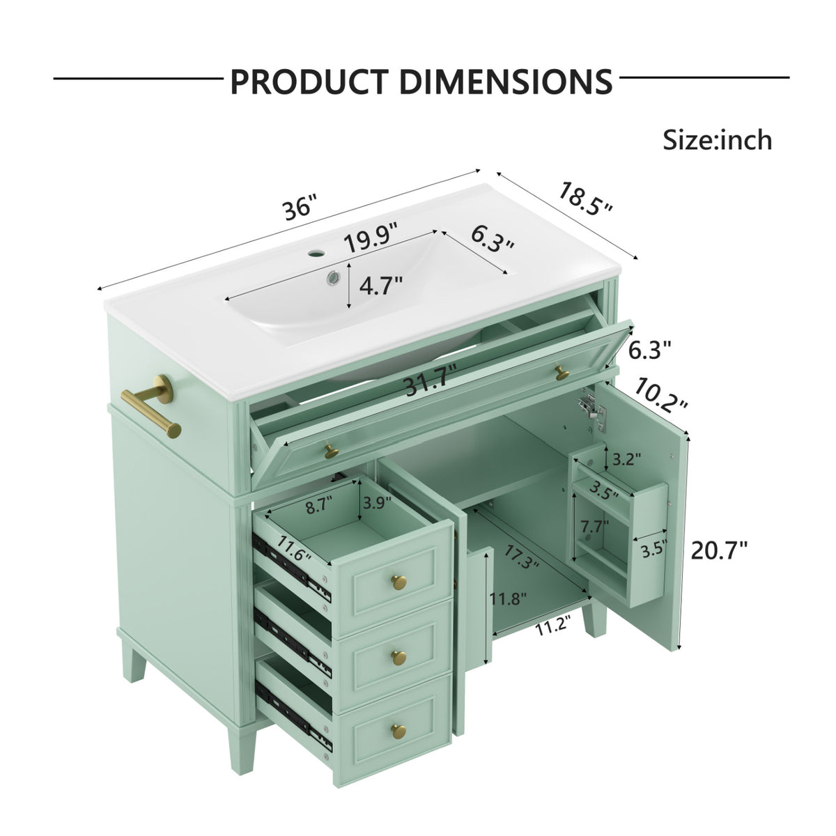 Wood Freestanding Bathroom Vanity Unit | OROA