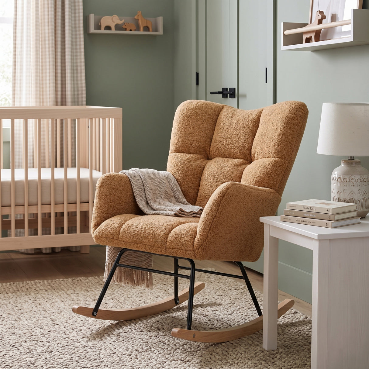 Teddy Fabric Rocking Nursery Chair | OROA Kids