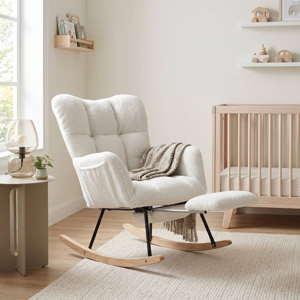 Tufted Rocking Chair with Adjustable Footstool | OROA Kids