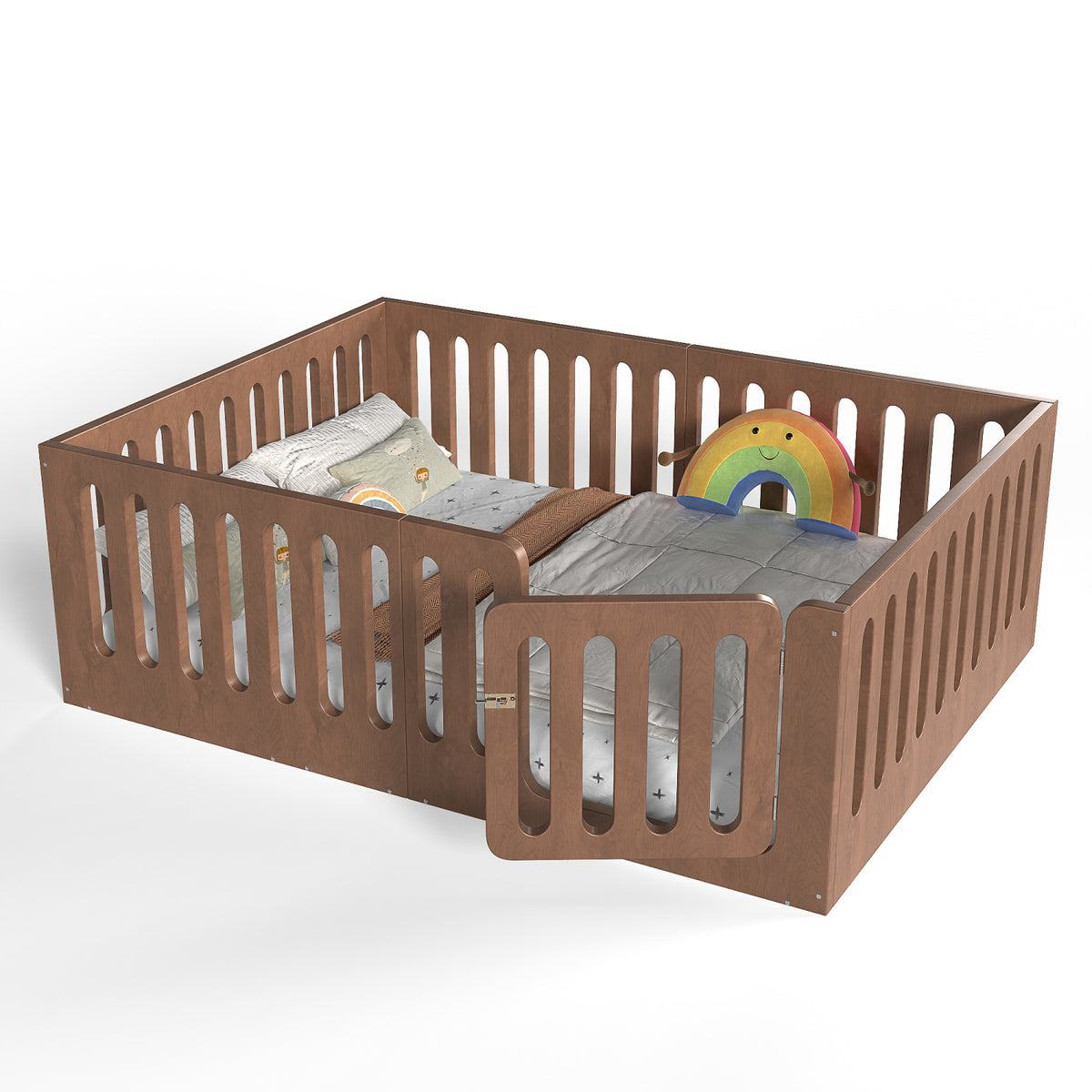Natural Wood Floor Bed with Fence | OROA Kids