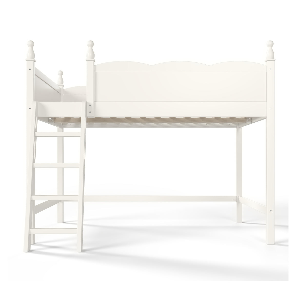 Solid Wood Beige Loft Bed with Ladders | OROA Kids