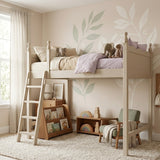 Solid Wood Beige Loft Bed with Ladders | OROA Kids