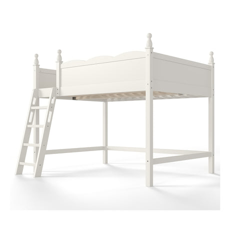 Solid Wood Beige Loft Bed with Ladders | OROA Kids