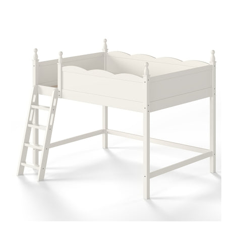 Solid Wood Beige Loft Bed with Ladders | OROA Kids