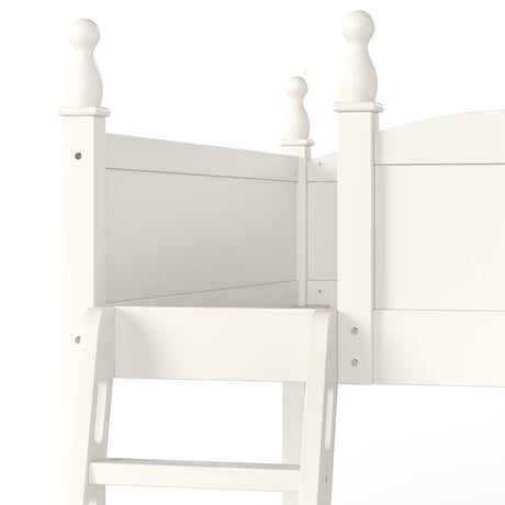 Solid Wood Beige Loft Bed with Ladders | OROA Kids