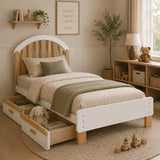 White Twin Platform Bed with Storage | OROA Kids