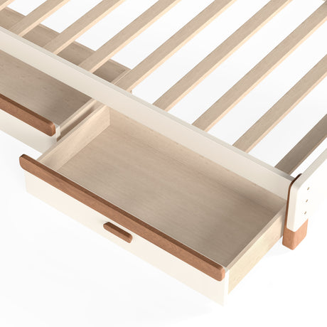 Beige Twin Platform Bed with Storage | OROA Kids